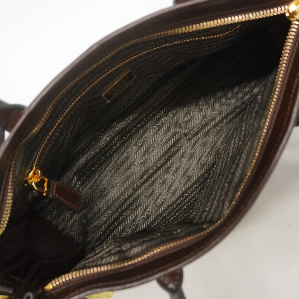 Prada Bonnie Leather Handbag, Brown, Women's - Picture 4 of 10